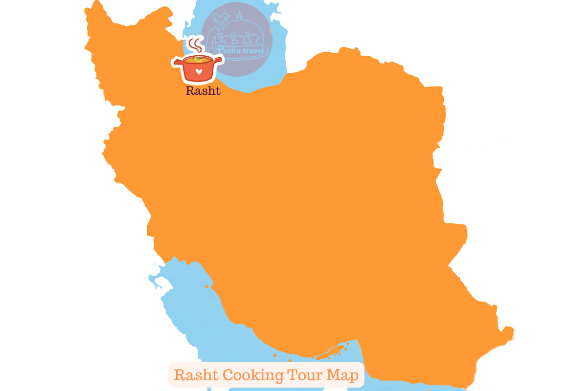 Explore Rasht food trip route on the map!