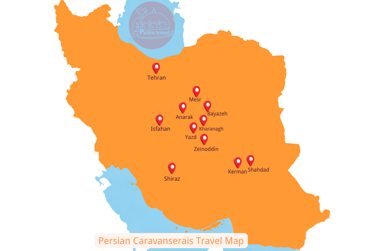 Explore Persian Caravanserais trip route on the map!