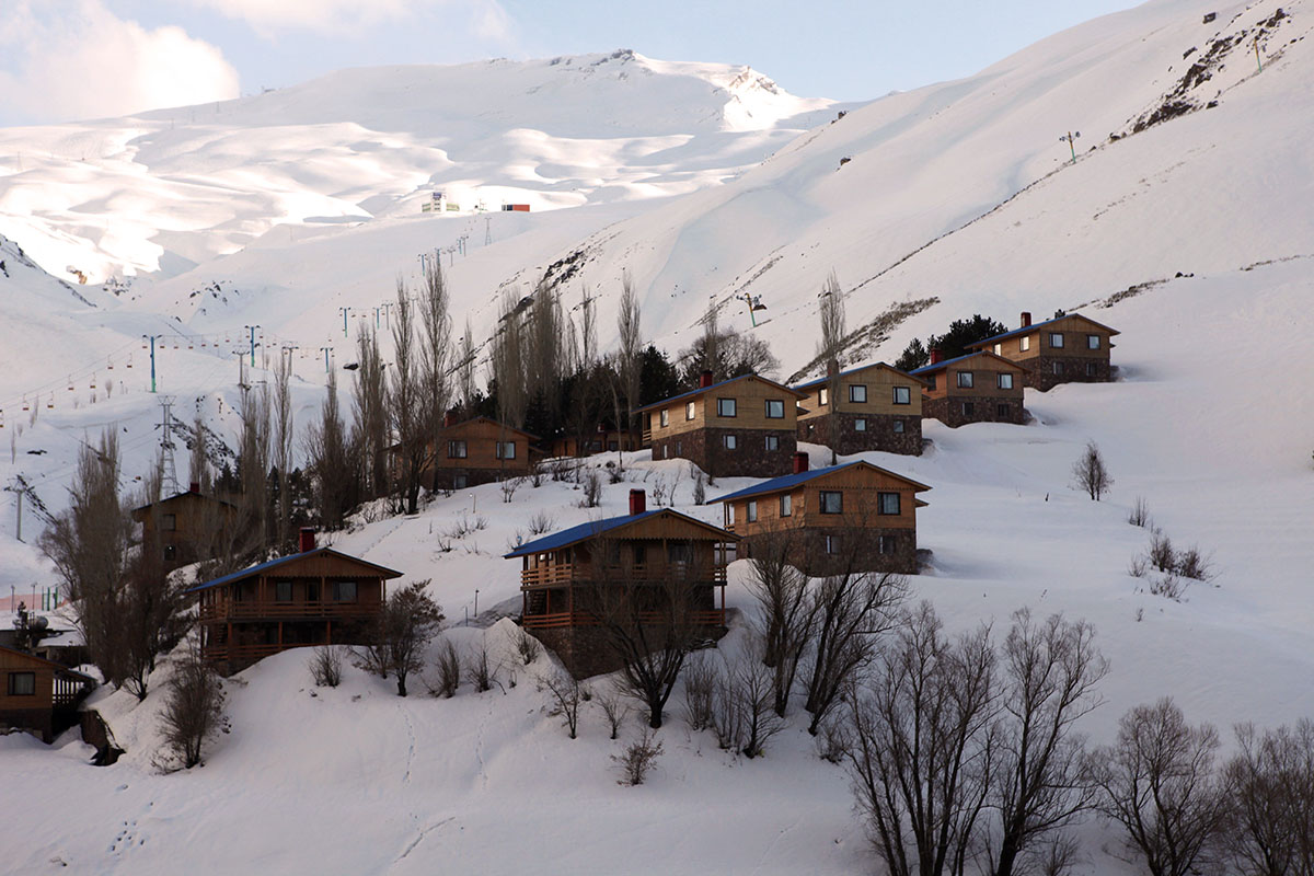 chalets in an Iranian ski resort during Iran skiing tour for 4 days.