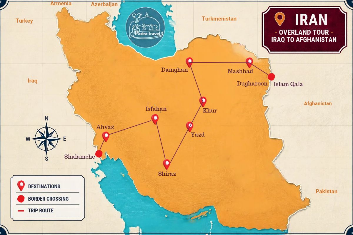 Map of Iraq to Iran, then onto Afghanistan: A Border-to-Border Tour (14 days in Iran)