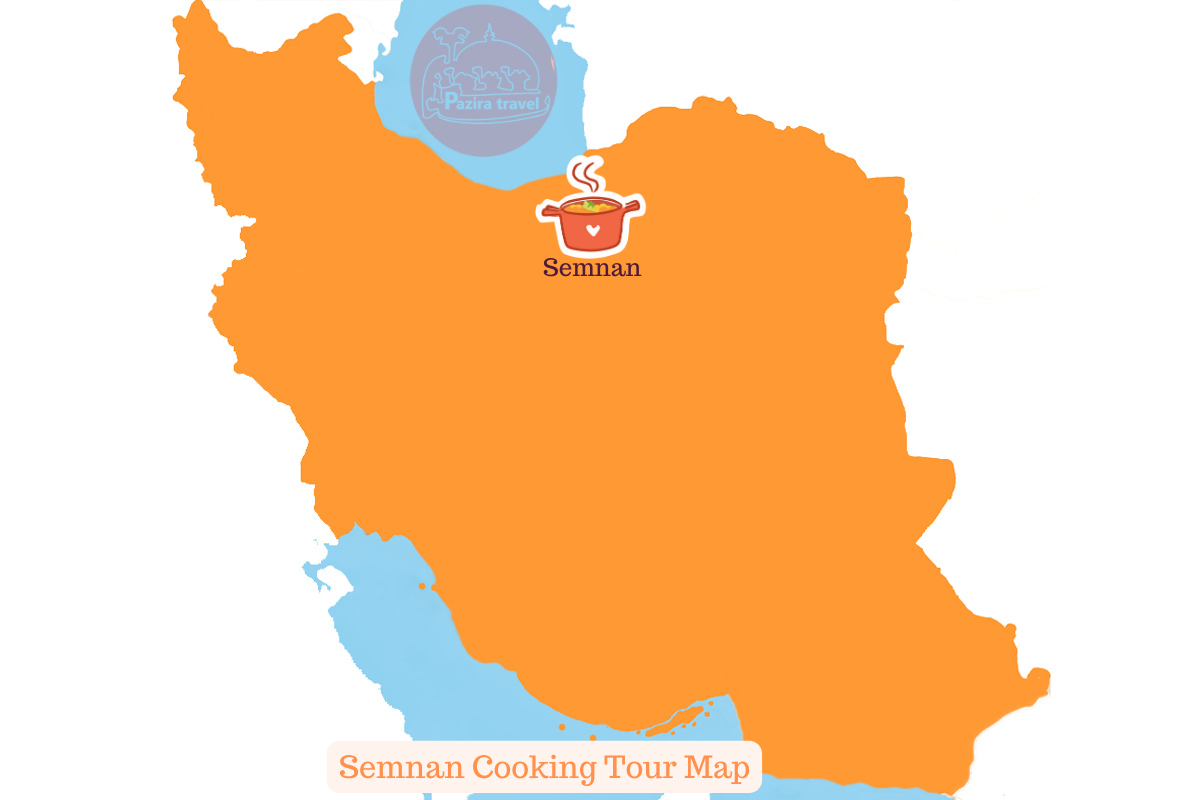 Explore Semnan food trip route on the map!