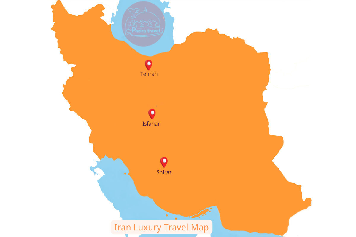 Explore Iran luxury (7 days) trip route on the map!
