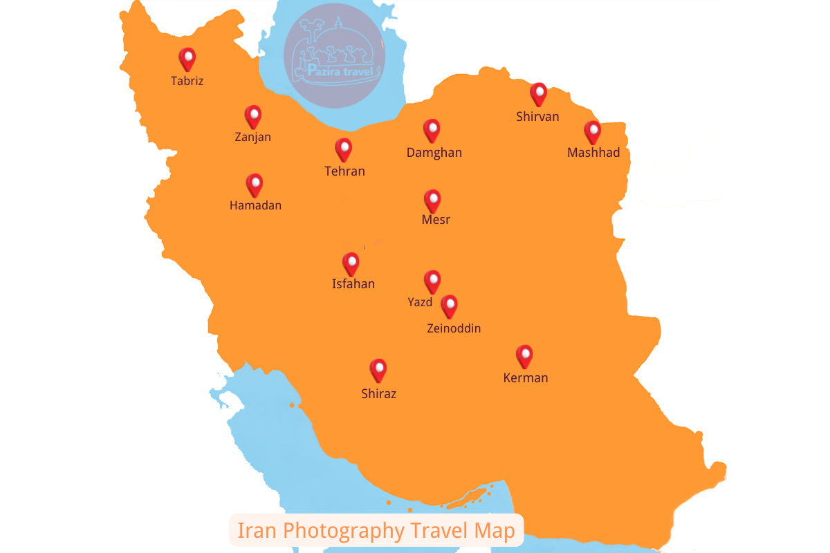 Explore Iran photography trip route on the map!