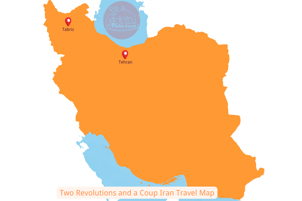 Explore Two revolutions and a coup Iran trip route on the map!
