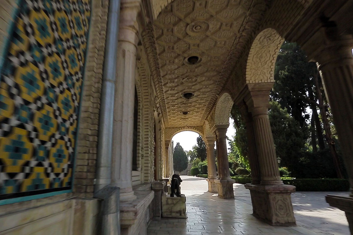 Golestan palace the lion statue at the mirror hall entrance