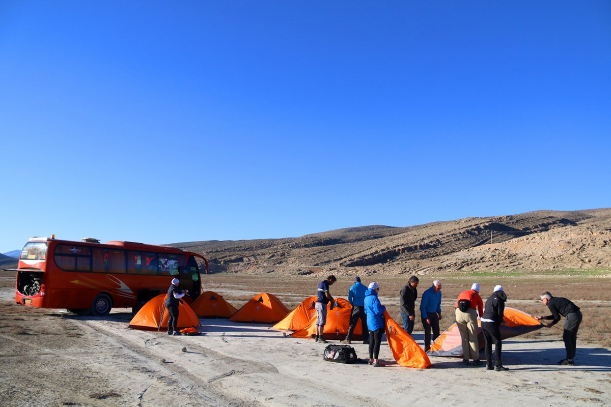 Camping in Iran nature on Iran cycle adventure trip.
