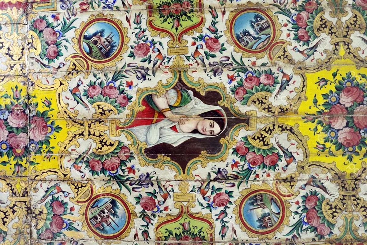 Shiraz Historical Houses - Naranjestan-e Qavam ceiling painting