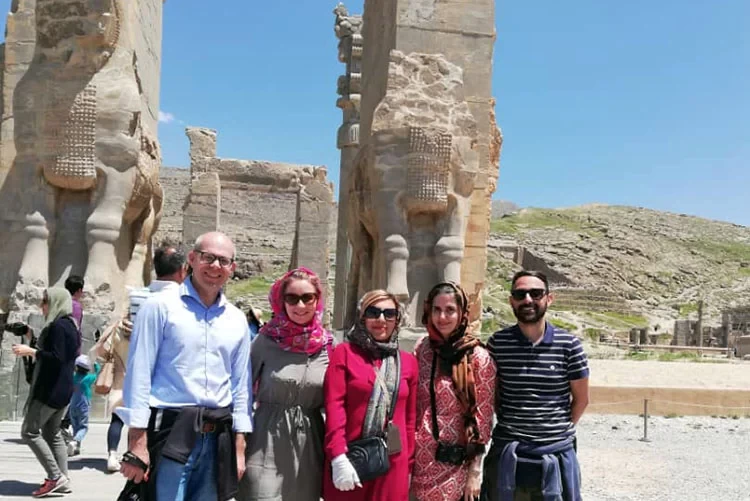 An escorted Persepolis tour of Uppersia with a tour guide in Persepolis