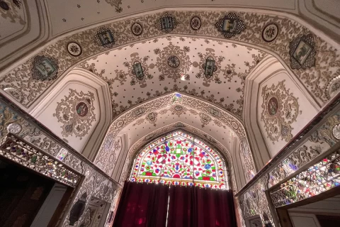 Shiran heritage hotel pink room Shahneshin room Isfahan Iran